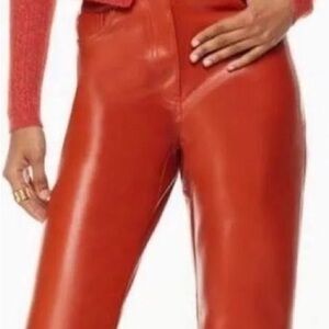 Aritzia Burnt Orange Leather Pants